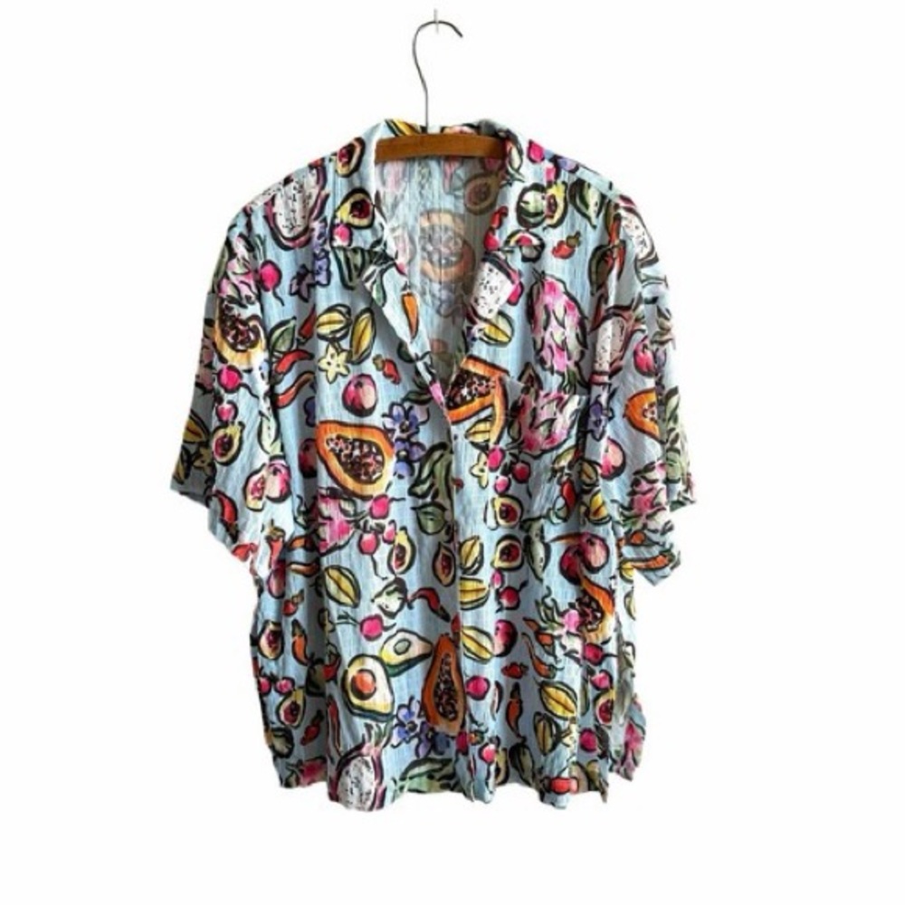 Not for sale ZARA Blue Fruit Print Oversized Shirt Size XL (A24) - Picture 9 of 9